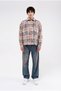 Men's Plaid Long Sleeve Oversize Shirt Sand - 4