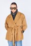 Double-Breasted Collared Short Trench Coat with Belt |   Mkw3811572-1
