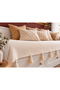 Tasseled Nordic Hemnes Divan Cover Honeycomb Pique Cream, Bedspread - 3