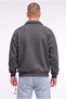 Men's Anthracite Colored Half Zipper Polo Collar Oversize Loose Fit 3 Thread Ribbed Sweatshirt - 4