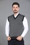 Anthracite Men's Dad and Middle-Aged Men's Knitted Patterned Acrylic Thick Textured V-Neck Knitwear Sweater