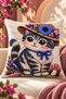 Set of 2 Cat and Panda Patterned 3D-Looking Digital Printed Throw Pillow Covers 43X43 cm Pillowcase Set - 6