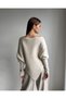 Asymmetrical Cut Boat Neck Ribbed Stylish Sweater - 4