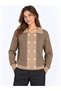 Women's Striped Polo Collar Double Breasted Knitwear Jacket - 3