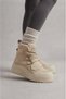 Beige Suede Thick Soled Lace-Up Women's Casual Daily Boots with Fur Inside - 3