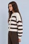 Women's Black and White Striped Ultra Soft Cardigan - 4