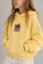 Girl's Oversize Hoodie Love Mount Printed Yellow – Hooded, with Pockets, 3 Thread Fleece - 3