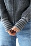 Women's Double Zipper Collar and Cuffed Striped Wool Knitwear Cardigan - 4