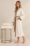 3 Piece Women's Kimono Robe Set 100% Cotton Certified Contrast Striped Women's Robe Set - Cream - 6