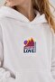 Girl's Oversize Hoodie Love Mount Printed White – Hooded, with Pockets, 3 Thread Fleece - 5