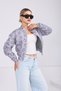 Women's Stand Collar Bomber Jacket with Pockets and Elastic Waist - 3