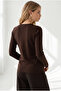 Women's Brown Asymmetrical Button Pleated Detailed Knitwear Sweater Kzk-19001174 - 5