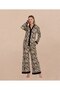 Plus Size Patterned V-Neck Buttoned Viscose Comfortable Flexible Women's Pajama Set - 6