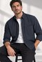 Men's Winter Navy Blue Shirt with Flat Collar, Buttoned, Single Open Pocket, Classic Cut, Premium - 3