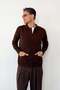 Men's Shirt Collar Buttoned Double Pocket Cardigan Brown - 26121 - 4