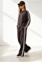 Women's Brown Stripe Detailed Washable Flowy Modal Set Tkm-19000517 - 3