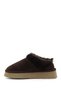 Women's Brown Suede W Tazz Thick Soled Genuine Leather Fur Slippers - 5