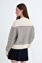 Buttoned Striped Knit Sweater K3544 - 6