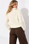 Women's Ecru Double Zipper Soft Textured Knitwear Cardigan - 5