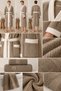 3 Piece Men's Kimono Bathrobe Set 100% Cotton Certified Striped Contrast Men's Bathrobe Set - Beige - 8
