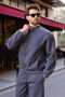 Smoked Şardonlu College Collar Relaxed Fit Men's Tracksuit Set E7376 - 3