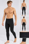 Men's Black Thermal Underwear Set Bottom Top Long Sleeve Winter Flexible - 4