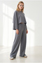 Women's Smoked Batwing Blouse and Flowy Bottom Top Set Tkm-19000519 - 2