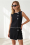 Women's Black Button Detailed Mini Skirt Knitwear Set Tkm-19000520 - 2