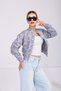 Women's Stand Collar Bomber Jacket with Pockets and Elastic Waist - 2