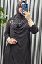 Women's Clothing Plus Size Buckled Chiffon Sandy Fabric Abaya - 5