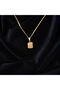 Natural Sunstone Square Cut Gold Color Stainless Steel Women's Necklace with Chain - 3