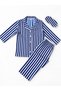Father-Son Boys' Cotton Suede Fabric Winter Pajama Set with Striped Sleep Band, Saks Blue Piping (Price Is for 1 Piece) - 3