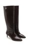 Women's Brown Patent Leather Pointed Toe Thin Short Heel Below the Knee Boots - 2
