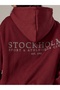 Unisex Women's and Men's Stockholm Design Text Printed Oversize 3 Thread Hooded Sweatshirt