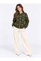 Women's Pearl Detailed Buttoned Crew Neck Long Fleece Knitwear Jacket