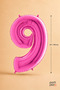 Pink Foil Balloon Number 9 16 Inch 40 Cm, 9 Year Old Balloon, Birthday Party Decoration - 2