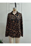 Women's long sleeve leopard print modal shirt blouse with collar and front button closure - 6