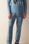 Men's Blue Plaid Pattern Pajama Bottoms - 2