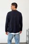 Men's Shirt Collar Buttoned Double Pocket Cardigan Navy Blue - 26121 - 5