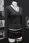 Black Anthracite Striped Ribbed Plain Y2K Long Sleeve Crop - 2