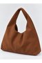 Tan Suede Women's Shopper Shoulder Bag – Soft Form Vintage Model - 4