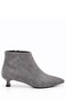 Denis Women's Suede Gray Pointed Toe Low Goblet Heeled Side Zipper Stylish Boots - 3