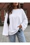 Women's Soft Crew Neck Oversized Fleece Inside Long Wide Sleeve Sweatshirt