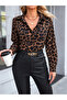 Women's long sleeve leopard print modal shirt blouse with collar and front button closure - 3