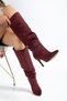 Zri̇nxx-2003 Premium Burgundy Suede Bellows Thin Heeled Daily Women's Boots 11 cm - 8