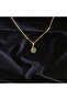 Natural Emerald Stone Tipped Stainless Steel Chain Women's Necklace - 3