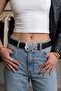 Black Hello Kitty Stone Leather Belt