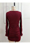Women's long sleeve v-neck sparkly mini sandy dress - 5