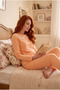 Women's Italian Bamboo Lace Detailed Front Buttoned Long Sleeve Pajama Set - 2