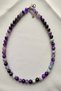 Certified 8 mm Purple Agate Natural Stone Necklace